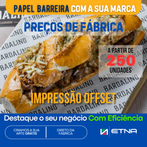 Papel Antigordura Papel Barreira 37 gr/m² 46x46 cm CMYK/Pantone Impressão Offset Corte Reto Pacote
