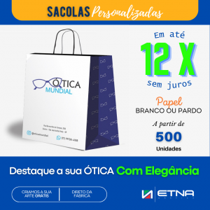 Sacos e Sacolas P Saco/Sacola 18 L x 24 A x 10 P  (cm) CMYK/Pantone Impressão Offset Corte e Colagem Impresso na área externa em até 100%