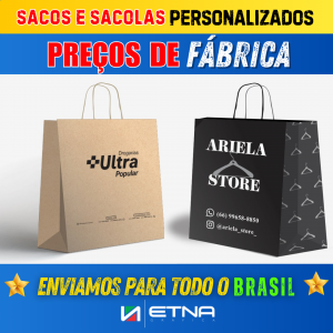 Sacos e Sacolas P Saco/Sacola 20 L x 24 A x 12 P (cm) CMYK/Pantone Impressão Offset Corte e Colagem Impresso na área externa em até 100%