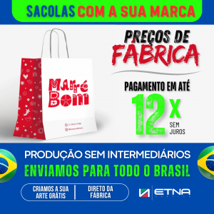 Sacos e Sacolas M Saco/Sacola 23 L x 35,7 A x 11P (cm) CMYK/Pantone Impressão Offset Corte e Colagem Impresso na área externa em até 100%