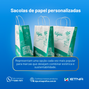 Sacos e Sacolas M Saco/Sacola 18 L x 30 A x 15 P (cm) CMYK/Pantone Impressão Offset Corte e Colagem Impresso na área externa em até 100%